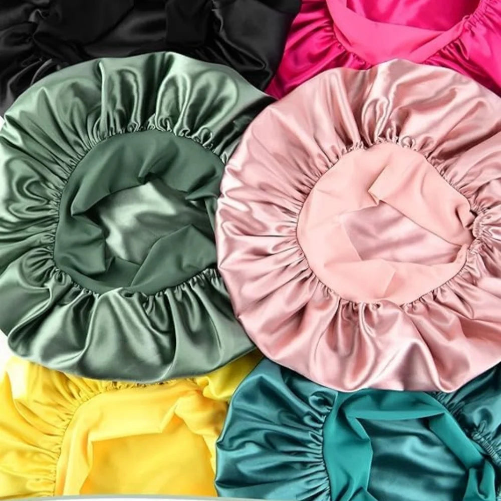 Bonnet en satin avec nœud – Bonnet de nuit en satin pour cheveux bouclés, frisés, crépus et lisses