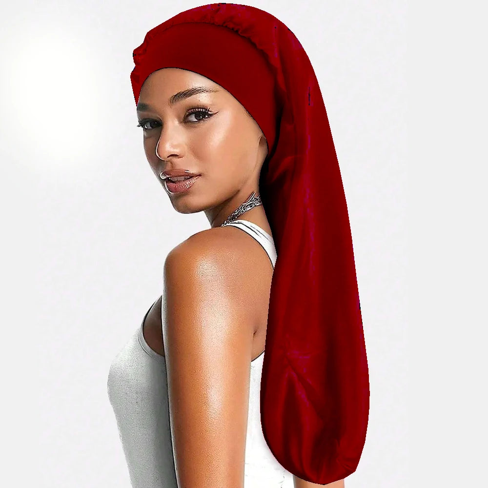 Bonnet en satin long – Bonnet de nuit en satin pour cheveux longs, bouclés, frisés et locks