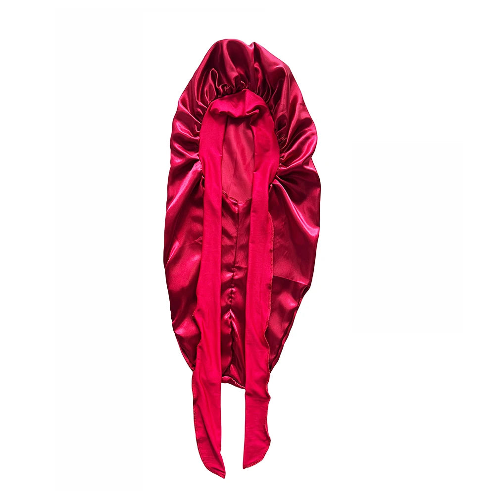 Bonnet en satin long avec nœud – Bonnet de nuit en satin pour cheveux longs, bouclés, frisés et locks