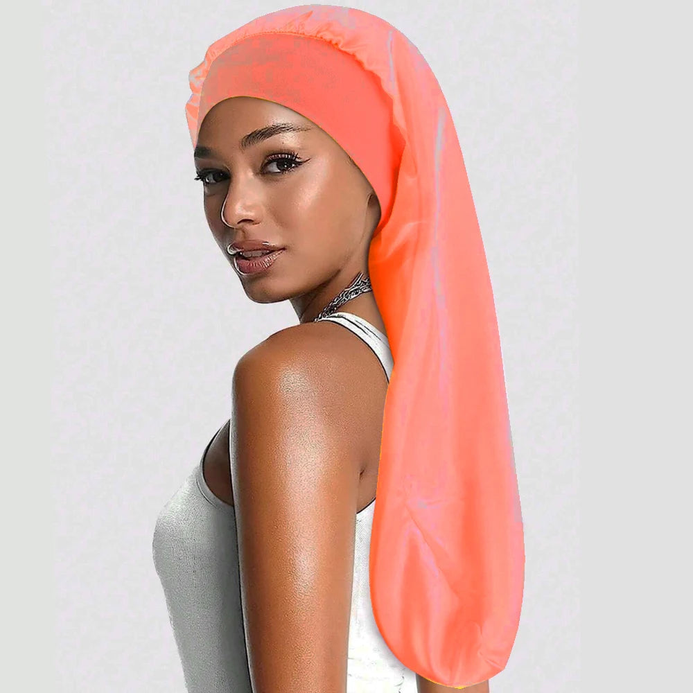Bonnet en satin long – Bonnet de nuit en satin pour cheveux longs, bouclés, frisés et locks