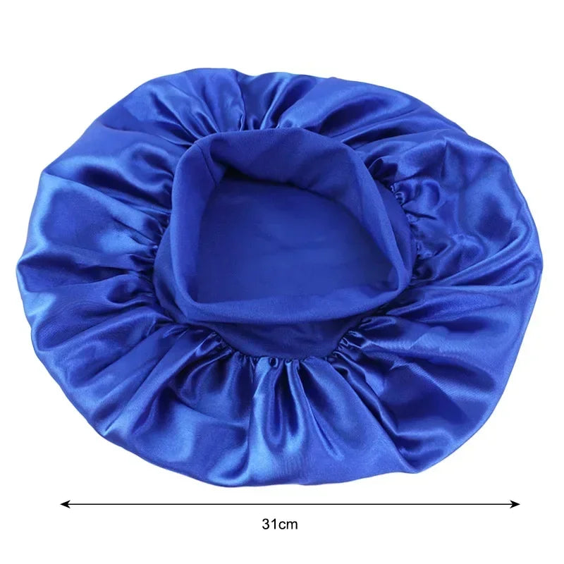 Bonnet en satin avec large bande – Bonnet de nuit en satin pour cheveux bouclés, frisés, crépus et lisses