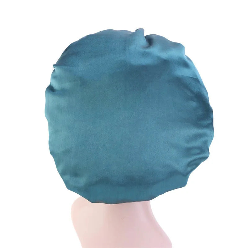 Bonnet en satin double couche – Bonnet de nuit en satin réversible multicolore pour cheveux bouclés, frisés, crépus et lisses