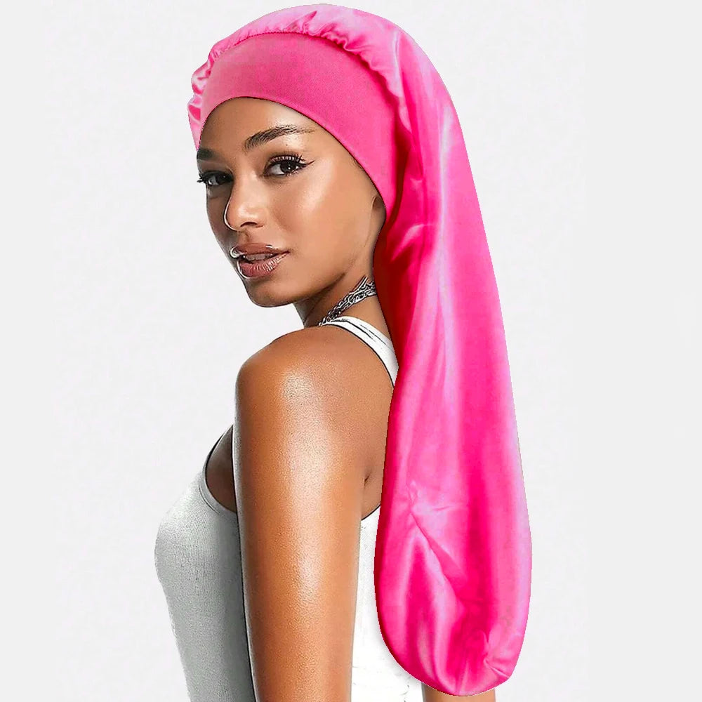 Bonnet en satin long – Bonnet de nuit en satin pour cheveux longs, bouclés, frisés et locks