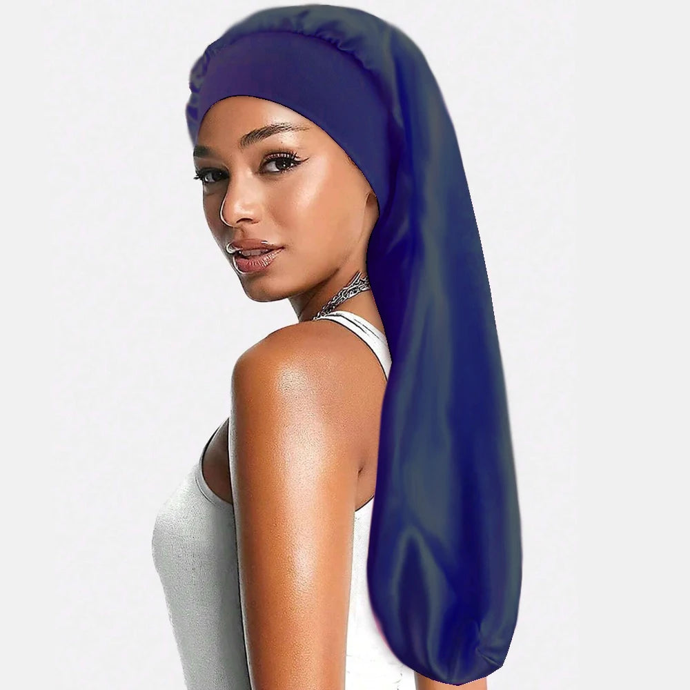 Bonnet en satin long – Bonnet de nuit en satin pour cheveux longs, bouclés, frisés et locks