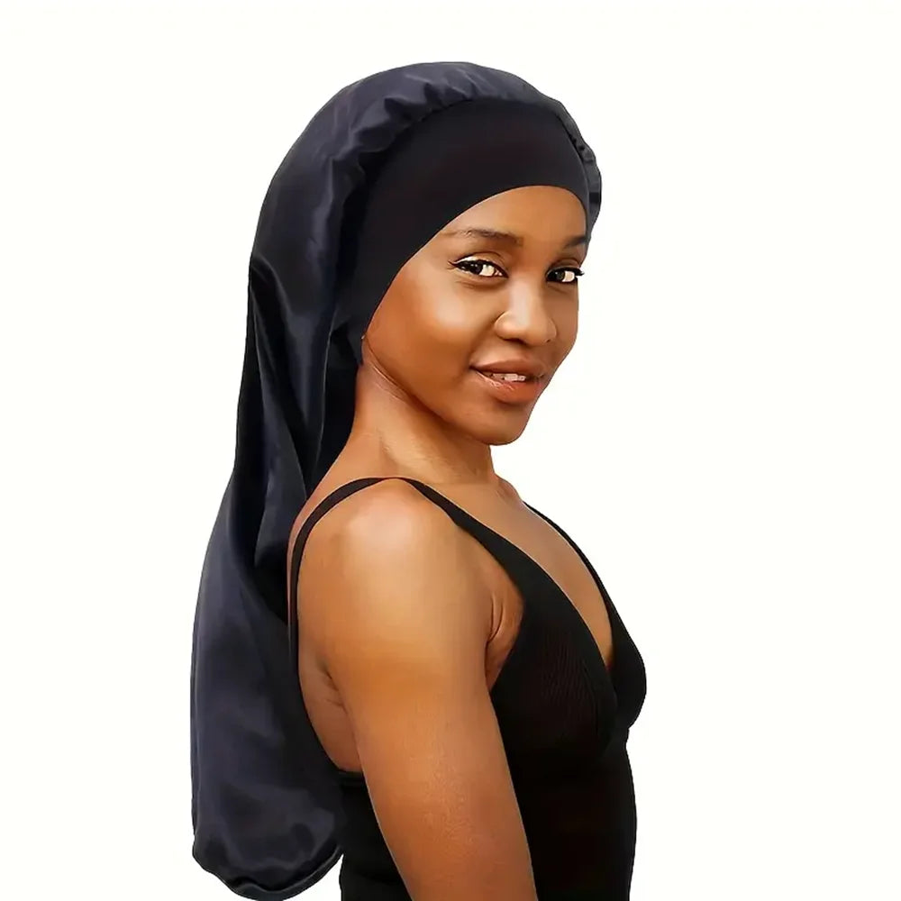 Bonnet en satin long – Bonnet de nuit en satin pour cheveux longs, bouclés, frisés et locks