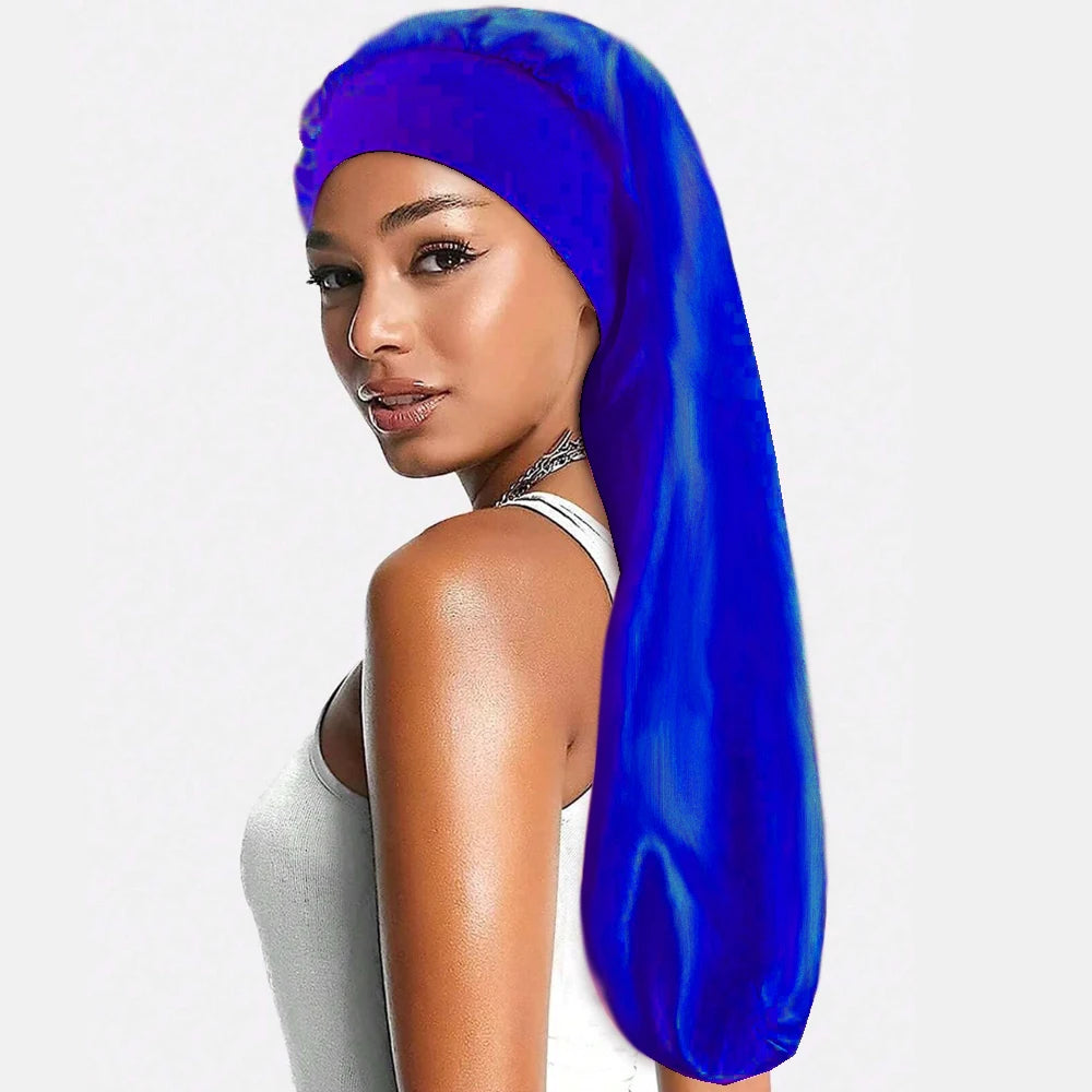 Bonnet en satin long – Bonnet de nuit en satin pour cheveux longs, bouclés, frisés et locks