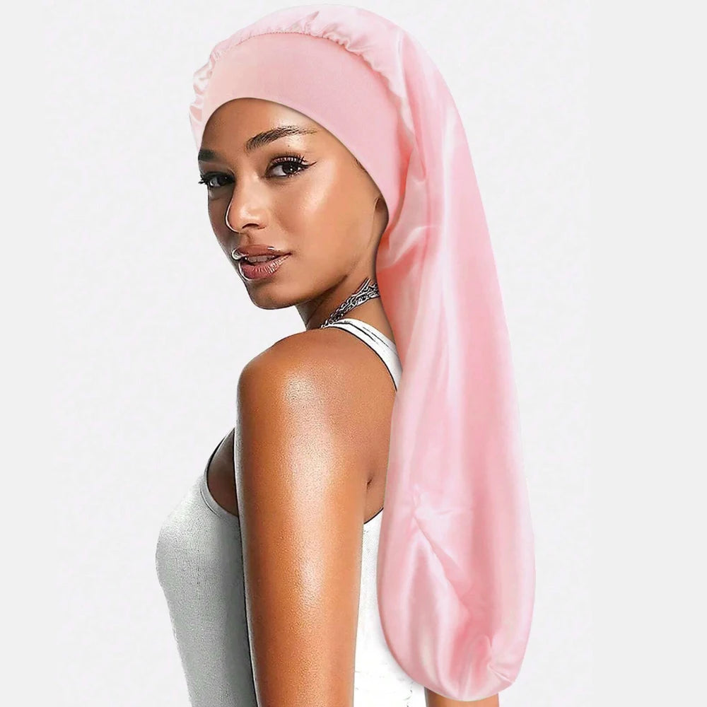 Bonnet en satin long – Bonnet de nuit en satin pour cheveux longs, bouclés, frisés et locks