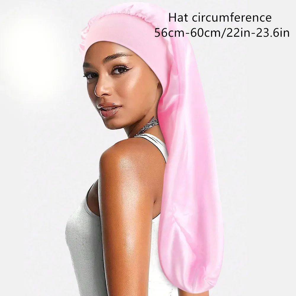 Bonnet en satin long – Bonnet de nuit en satin pour cheveux longs, bouclés, frisés et locks