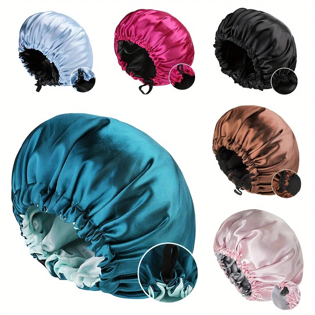 Bonnet en satin réversible – Bonnet de nuit cheveux bouclés