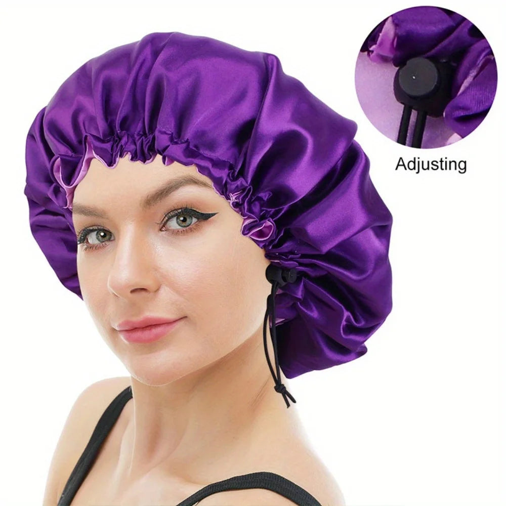 Bonnet en satin réversible – Bonnet de nuit cheveux bouclés