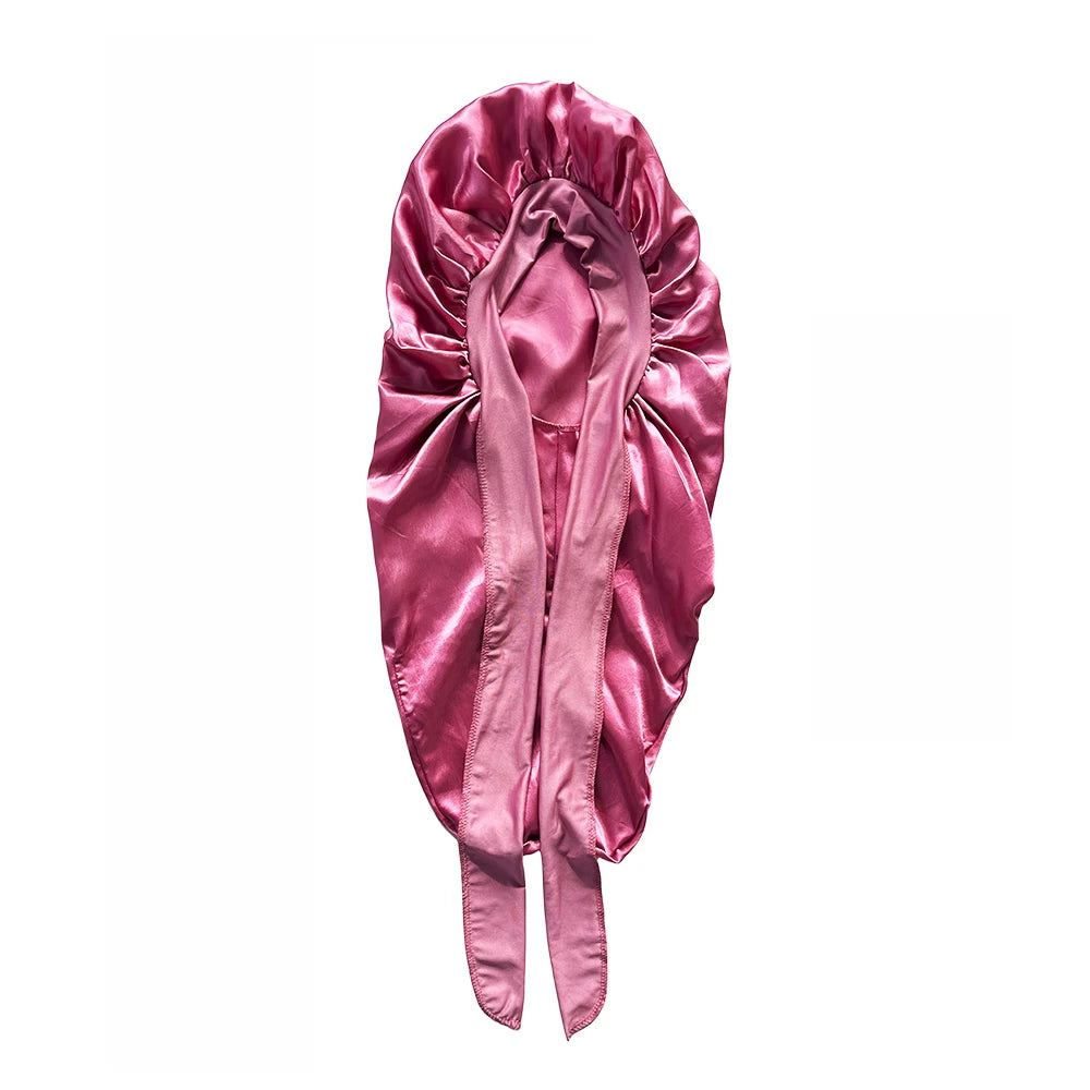 Bonnet en satin long avec nœud – Bonnet de nuit en satin pour cheveux longs, bouclés, frisés et locks