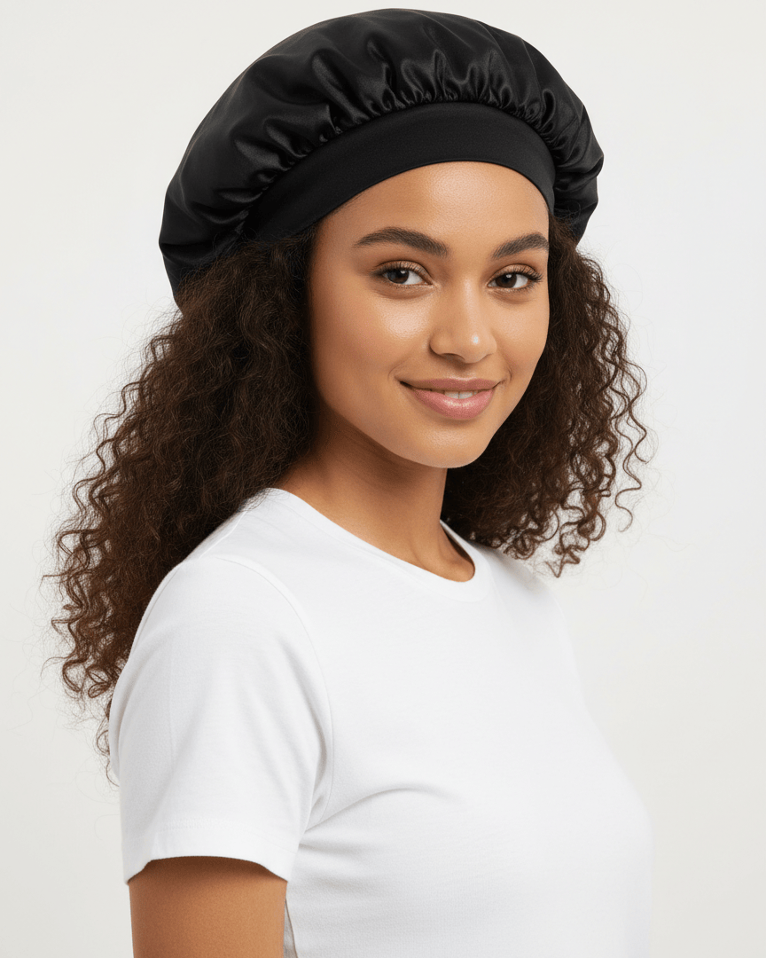 ElegantVase Bonnet en satin double couche réversible – Bonnet de nuit bonnet satin cheveux boucles afro