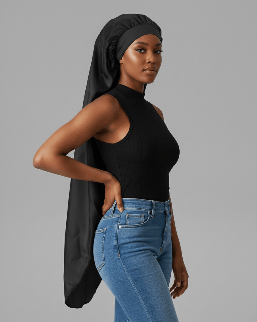 ElegantVase Bonnet en satin long – Bonnet de nuit pour cheveux longs bonnet satin cheveux boucles afro