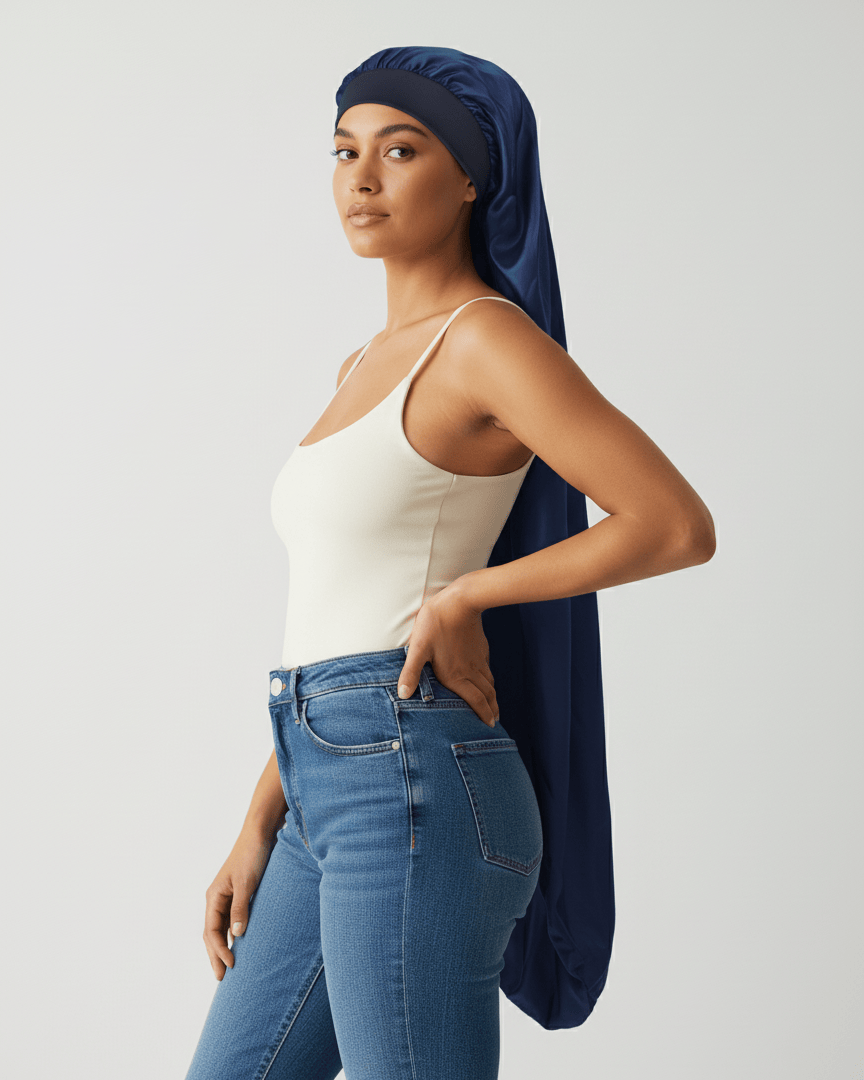 ElegantVase Bonnet en satin long – Bonnet de nuit pour cheveux longs bonnet satin cheveux boucles afro