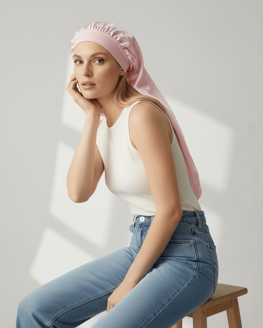 ElegantVase Bonnet en satin long – Bonnet de nuit pour cheveux longs bonnet satin cheveux boucles afro