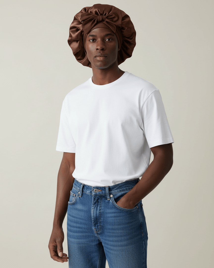 ElegantVase Bonnet en satin avec nœud – Bonnet de nuit en satin bonnet satin cheveux boucles afro