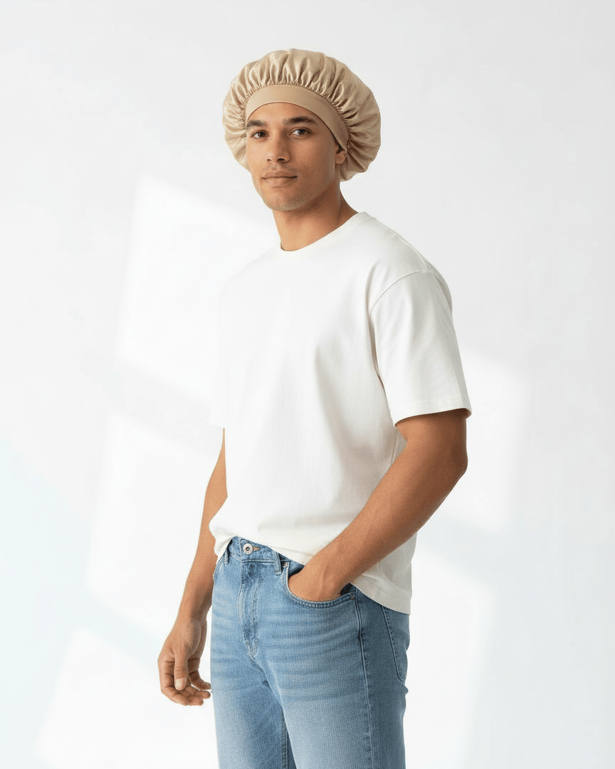 ElegantVase Bonnet en satin large bande – Bonnet de nuit en satin bonnet satin cheveux boucles afro