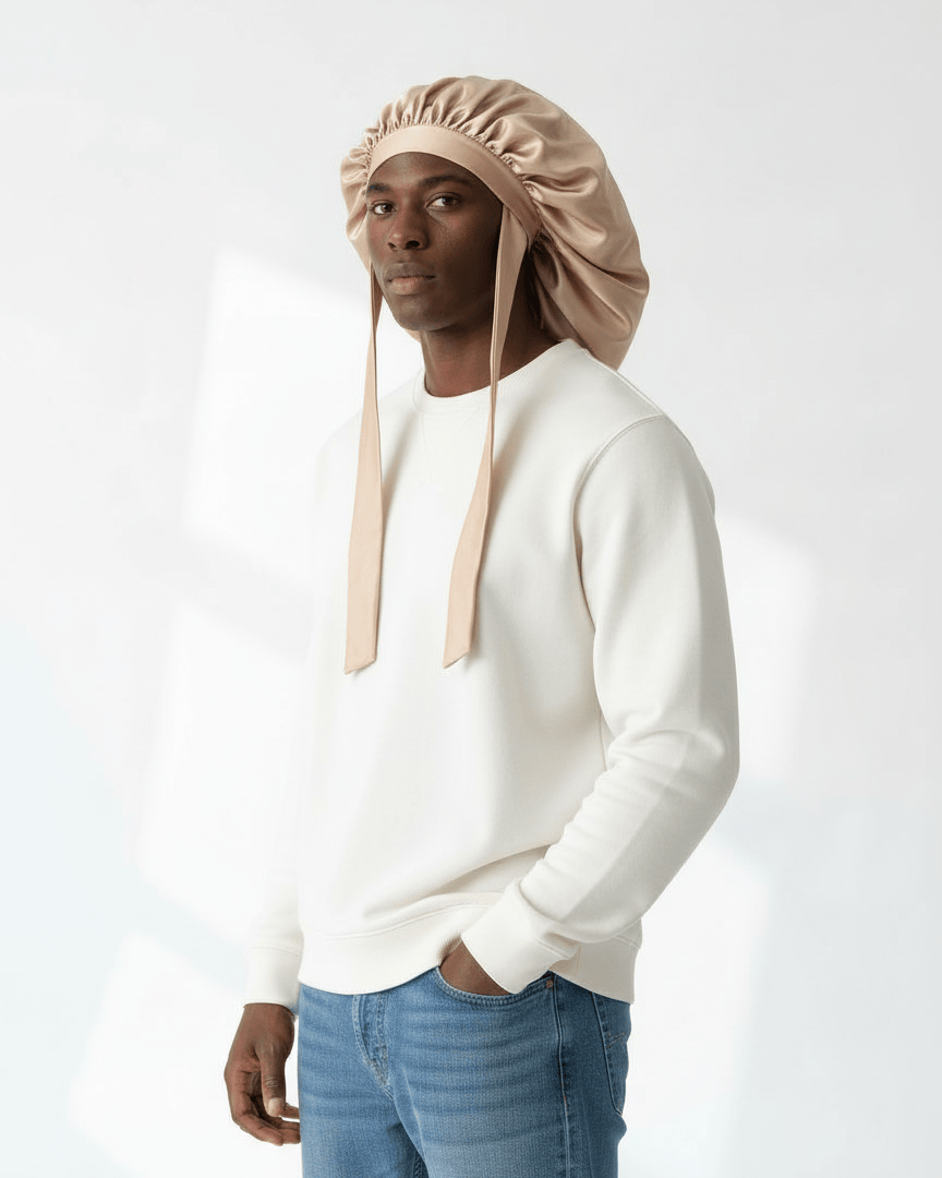 ElegantVase Bonnet en satin long avec nœud – Bonnet de nuit cheveux longs bonnet satin cheveux boucles afro